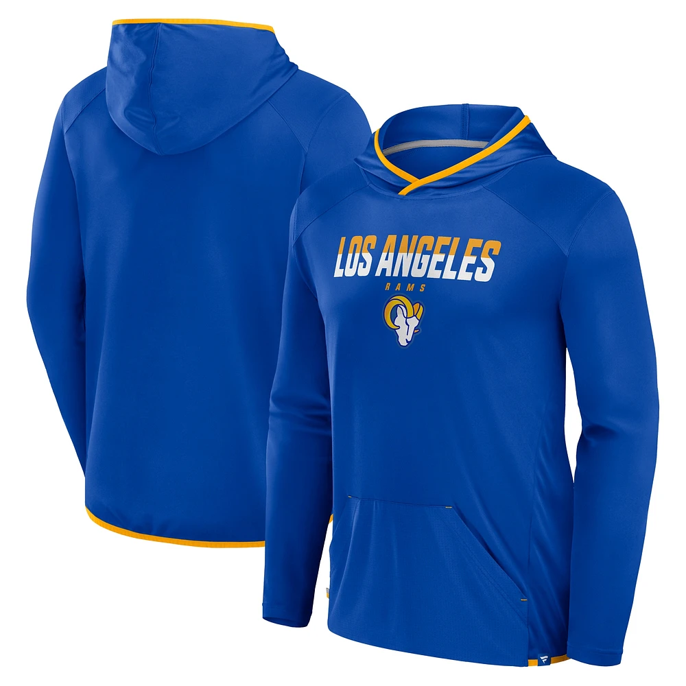 Men's Fanatics Royal Los Angeles Rams Transitional Defender Hoodie Long Sleeve T-Shirt