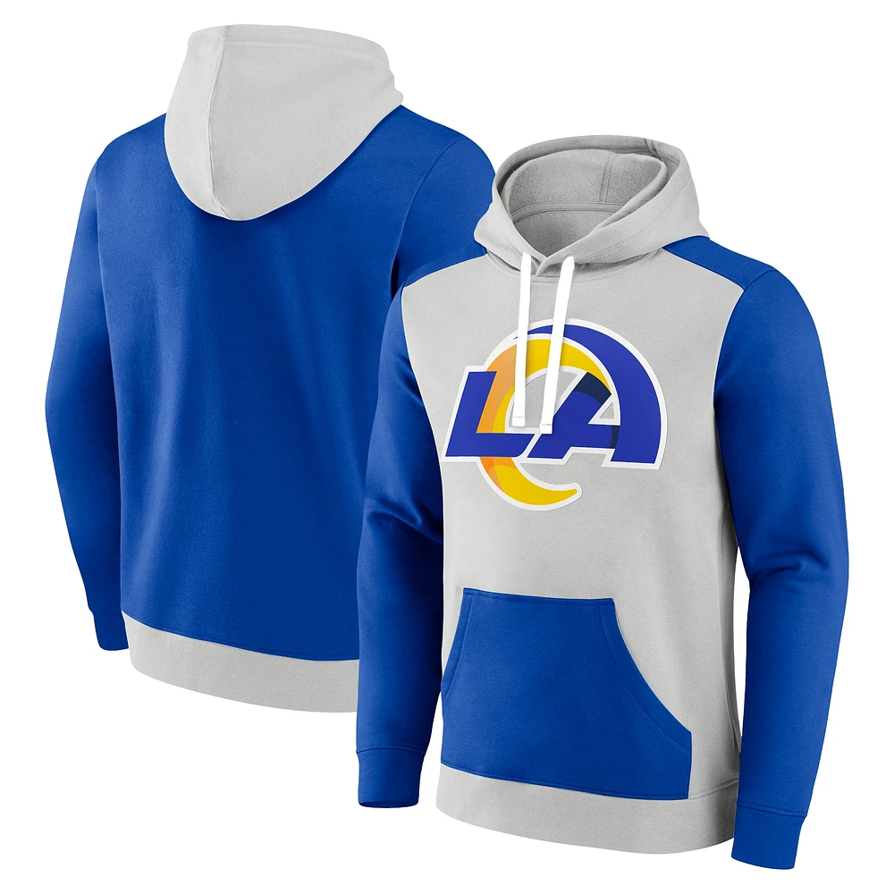 Men's Fanatics Silver/Royal Los Angeles Rams Big & Tall Team Fleece Pullover Hoodie