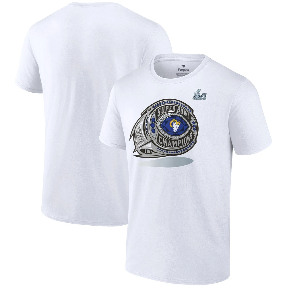 T-shirt blanc fanatiques pour hommes Los Angeles Rams Super Bowl LVI Champions Ring