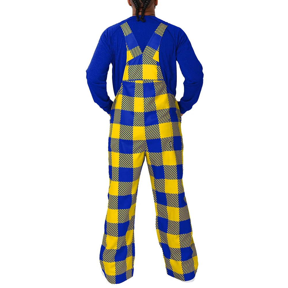 Men's FOCO  Royal Los Angeles Rams Big Logo Plaid Overalls