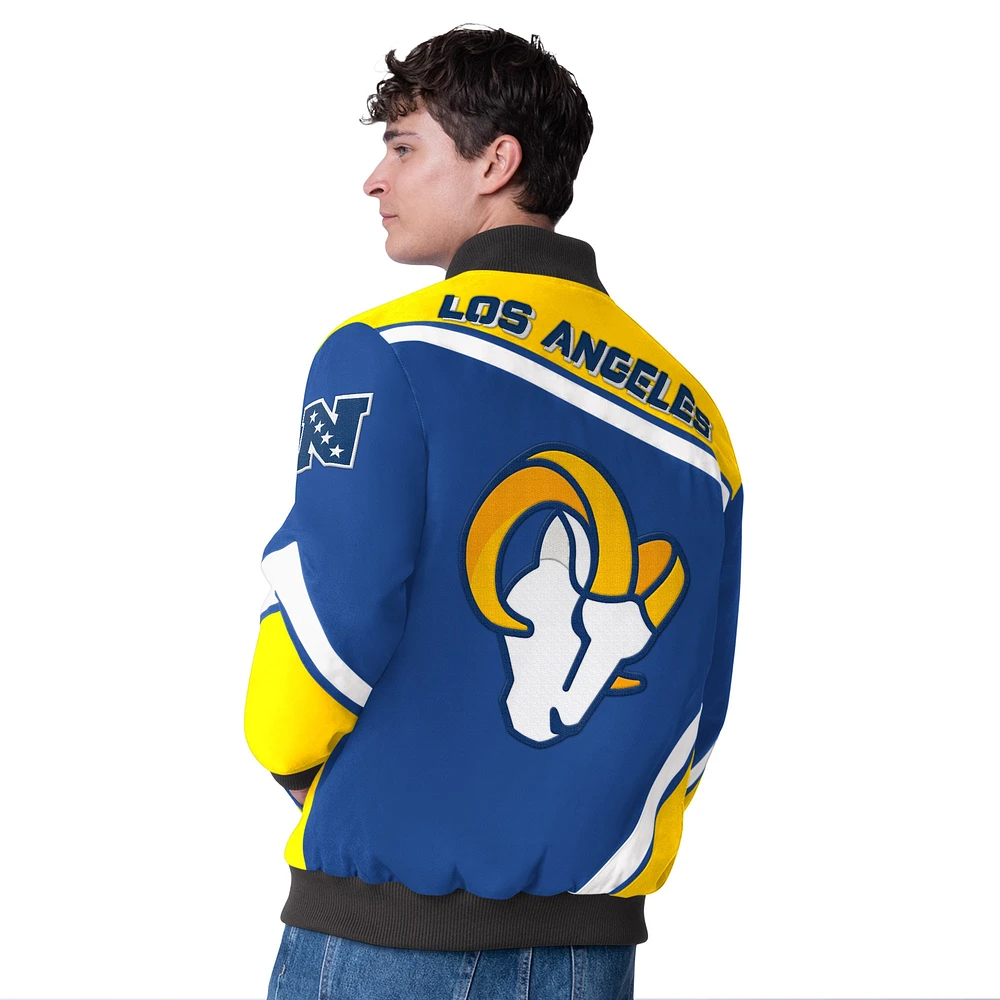 Men's G-III Extreme  Royal Los Angeles Rams Maximum Racing Full-Snap Jacket