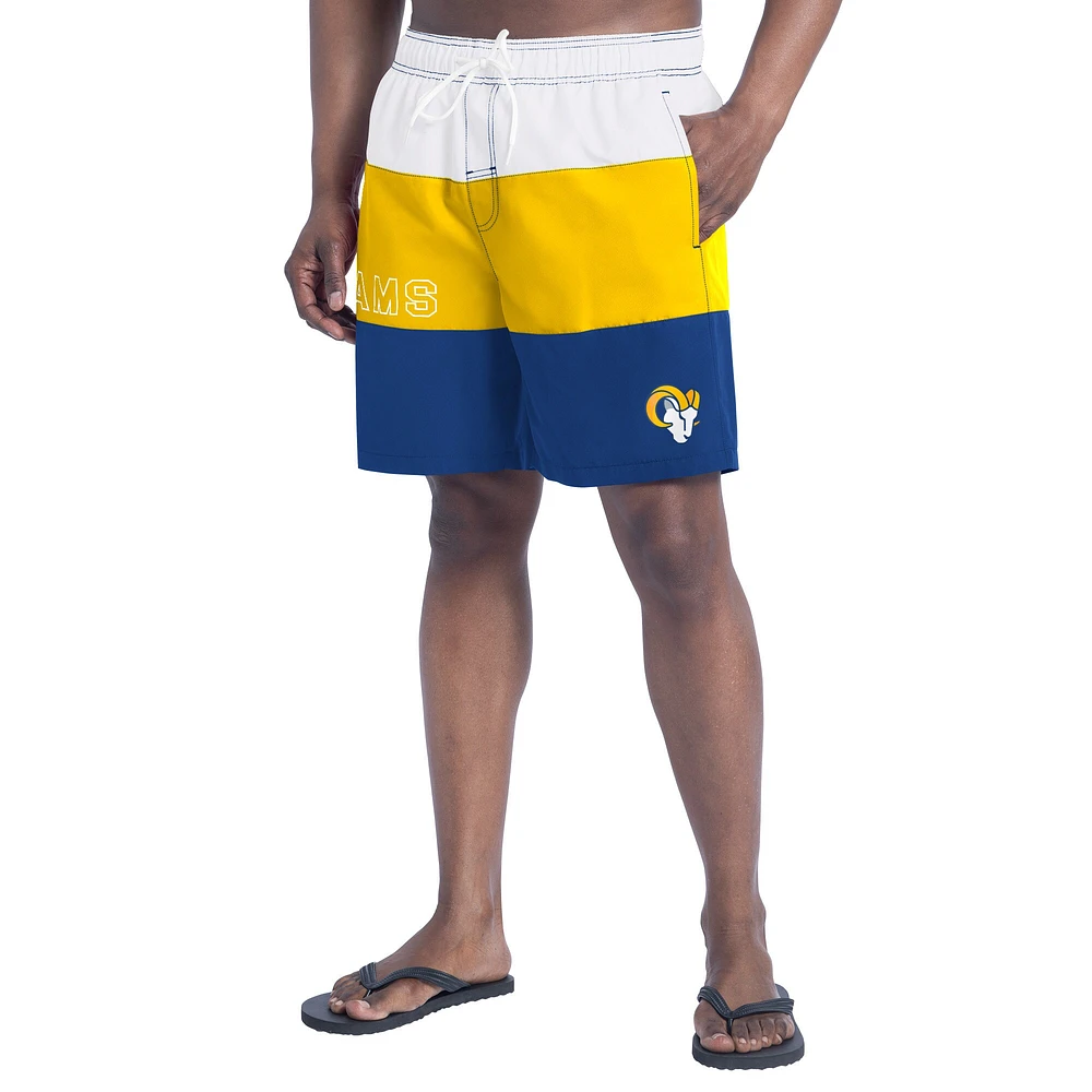 Short de bain G-III Sports by Carl Banks pour homme, couleur royal/or, Los Angeles Rams Sunrise Volley