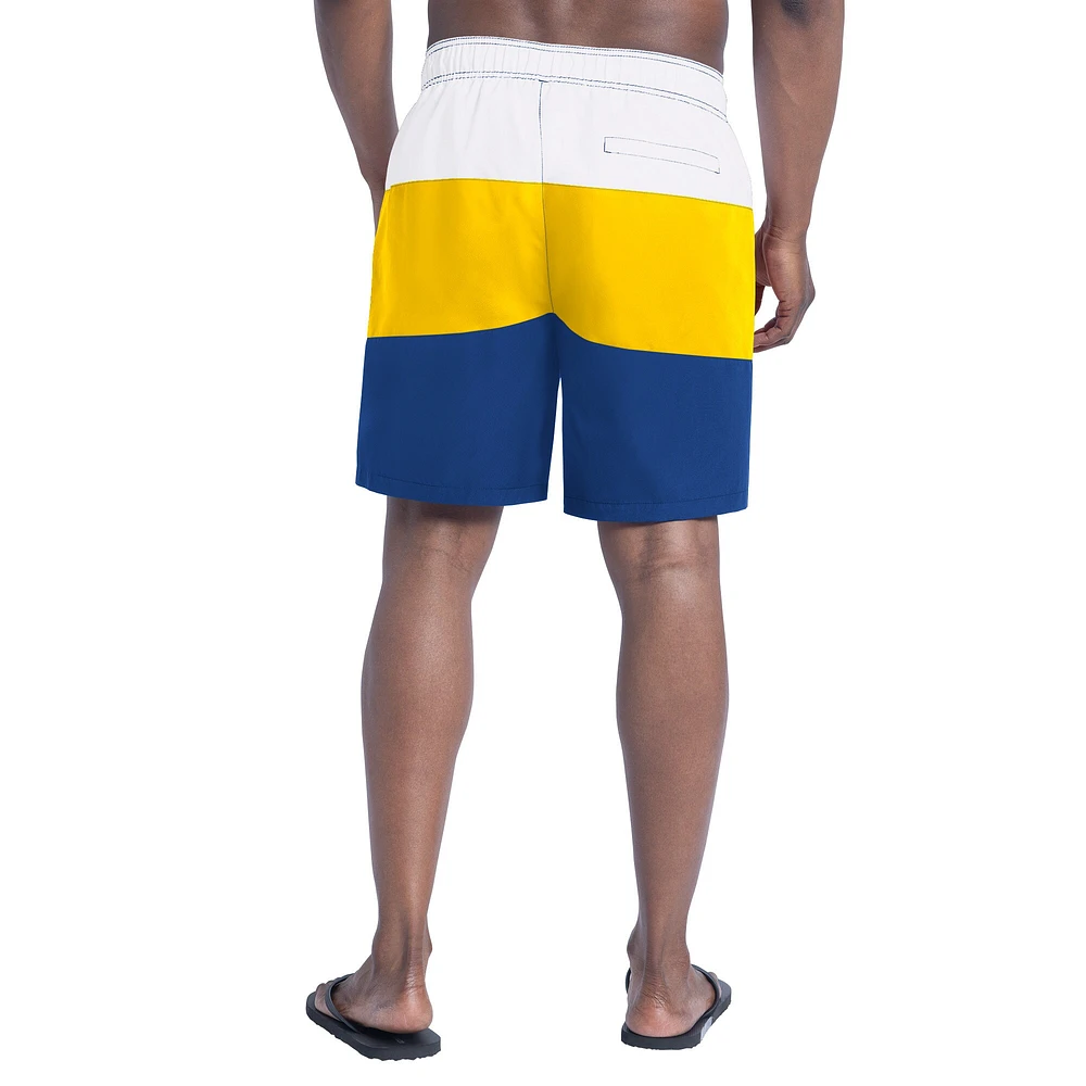 Short de bain G-III Sports by Carl Banks pour homme, couleur royal/or, Los Angeles Rams Sunrise Volley