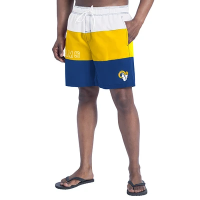 Short de bain G-III Sports by Carl Banks pour homme, couleur royal/or, Los Angeles Rams Sunrise Volley