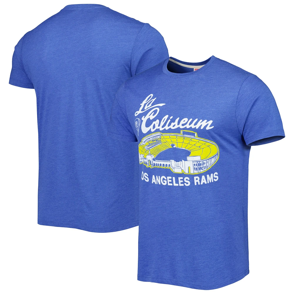 Men's Homage Royal Los Angeles Rams Stadium Tri-Blend T-Shirt