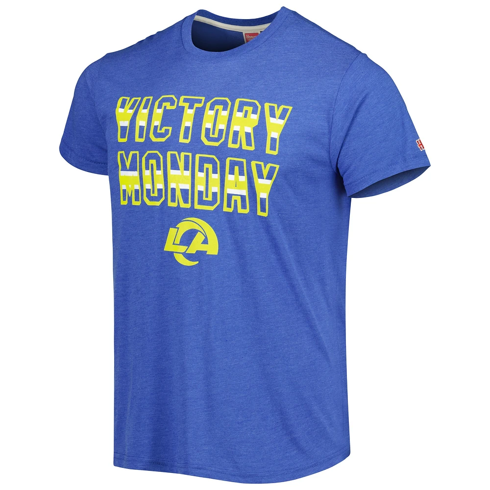 Men's Homage Royal Los Angeles Rams Victory Monday Tri-Blend T-Shirt