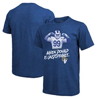 Men's Majestic Threads Aaron Donald Royal Los Angeles Rams Tri-Blend Player Graphic T-Shirt