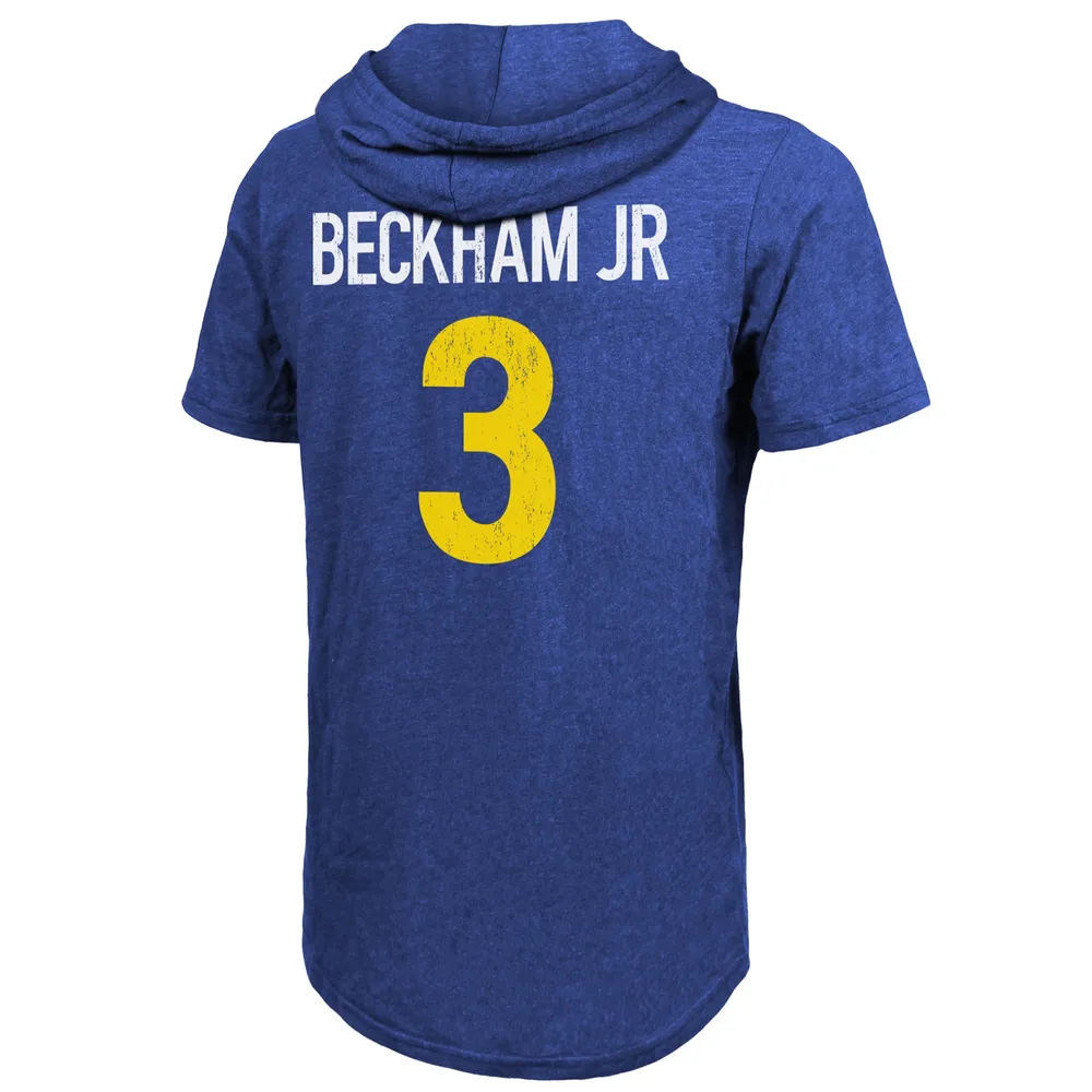 Majestic Threads Men's Majestic Threads Odell Beckham Jr. Royal Los Angeles  Rams Player Name & Number Tri-Blend Hoodie T-Shirt