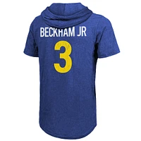 T-shirt à capuche tri-mélange avec nom et numéro du joueur Majestic Threads Odell Beckham Jr. Royal Los Angeles Rams pour hommes