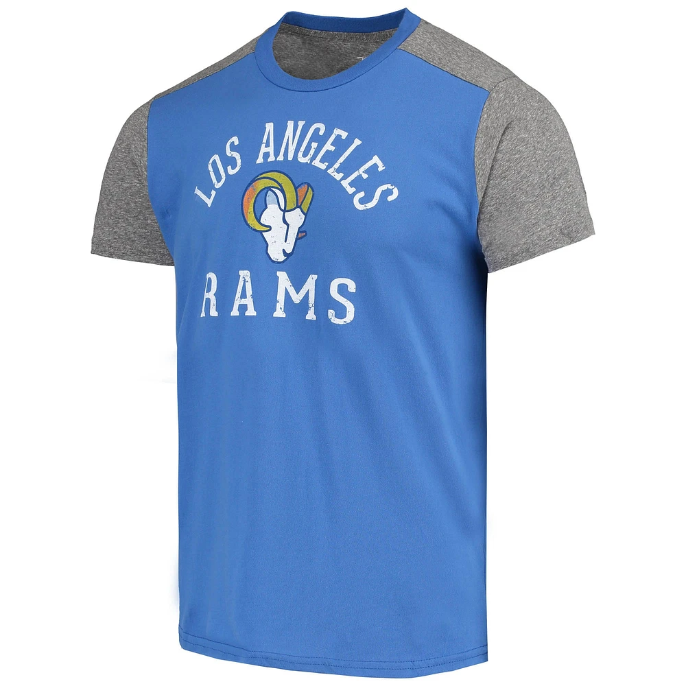 Men's Majestic Threads Royal/Gray Los Angeles Rams Field Goal Slub T-Shirt