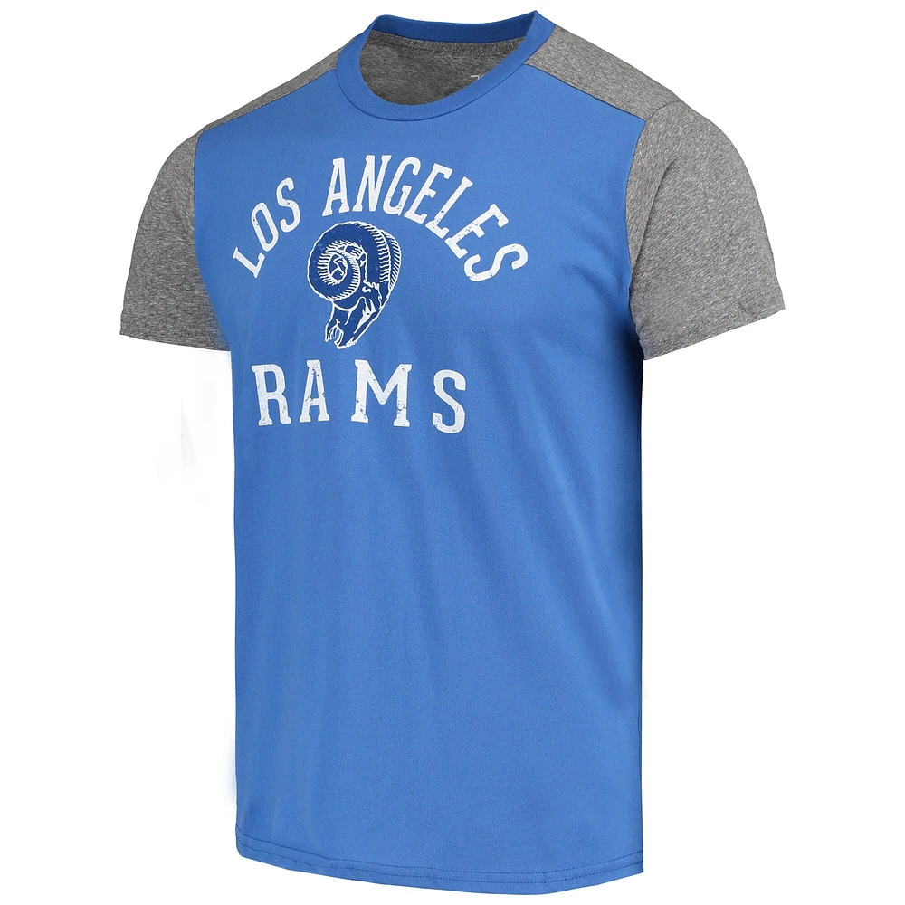 T-shirt flammé Majestic Threads pour homme Royal/Gris chiné Los Angeles Rams Gridiron Classics Field Goal