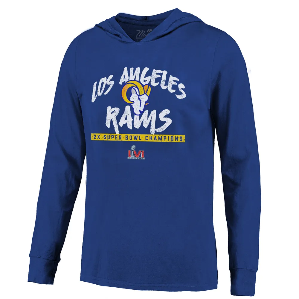 Majestic Threads pour homme Royal Los Angeles Rams 2-Time Super Bowl Champions Softhand T-shirt à capuche manches longues