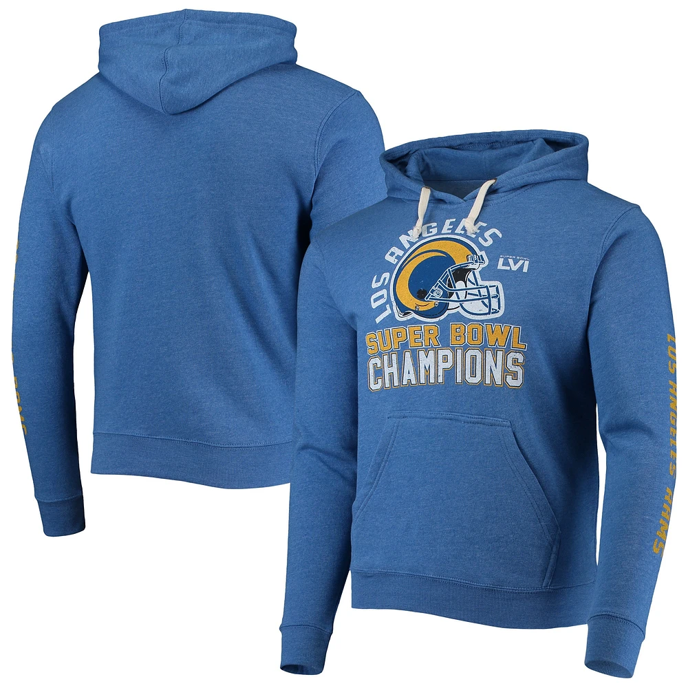 Sweat à capuche Majestic Threads Royal Los Angeles Rams Super Bowl LVI Champions Hard Count pour homme