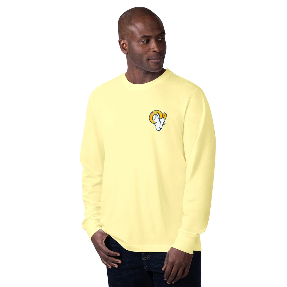 T-shirt à manches longues Gametime pour homme Margaritaville jaune Los Angeles Rams