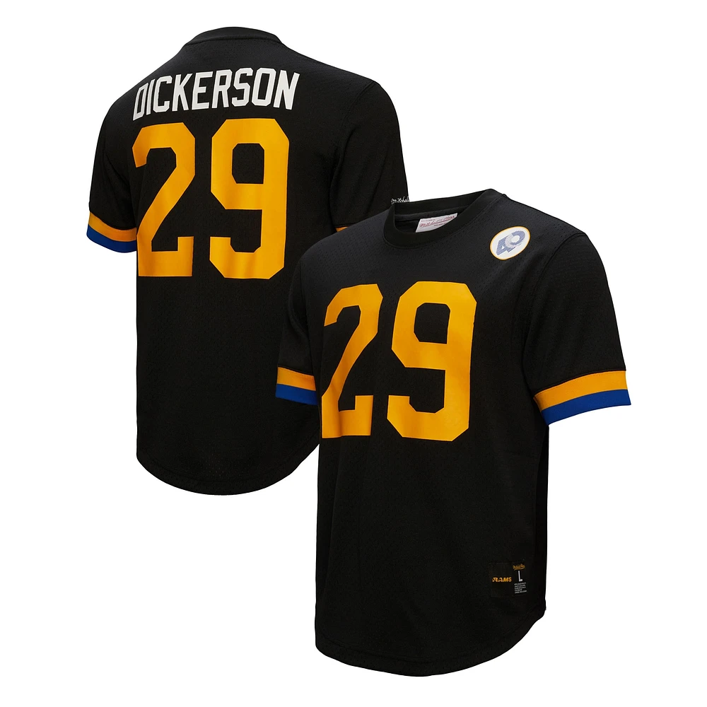 Haut en maille noir pour homme avec nom et numéro de joueur retraité des Los Angeles Rams, Mitchell & Ness Eric Dickerson