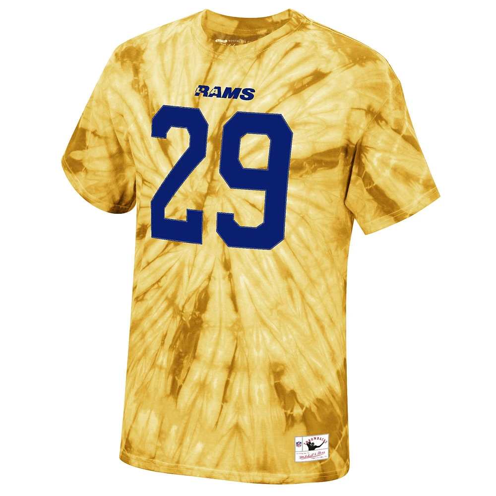 Men's Mitchell & Ness Eric Dickerson Gold Los Angeles Rams Tie-Dye Retired Player Name Number T-Shirt