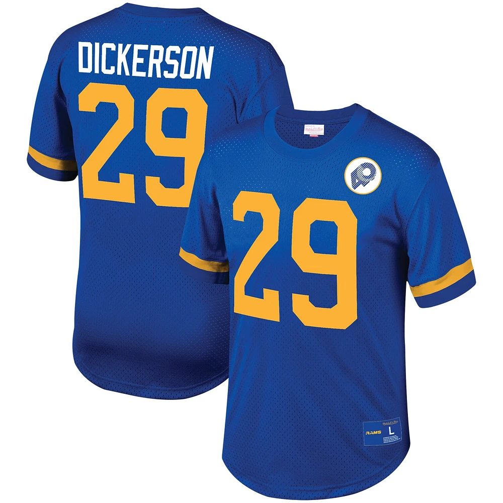 Haut à col rond en maille Mitchell & Ness Eric Dickerson Royal Los Angeles Rams pour hommes, nom et numéro du joueur retraité