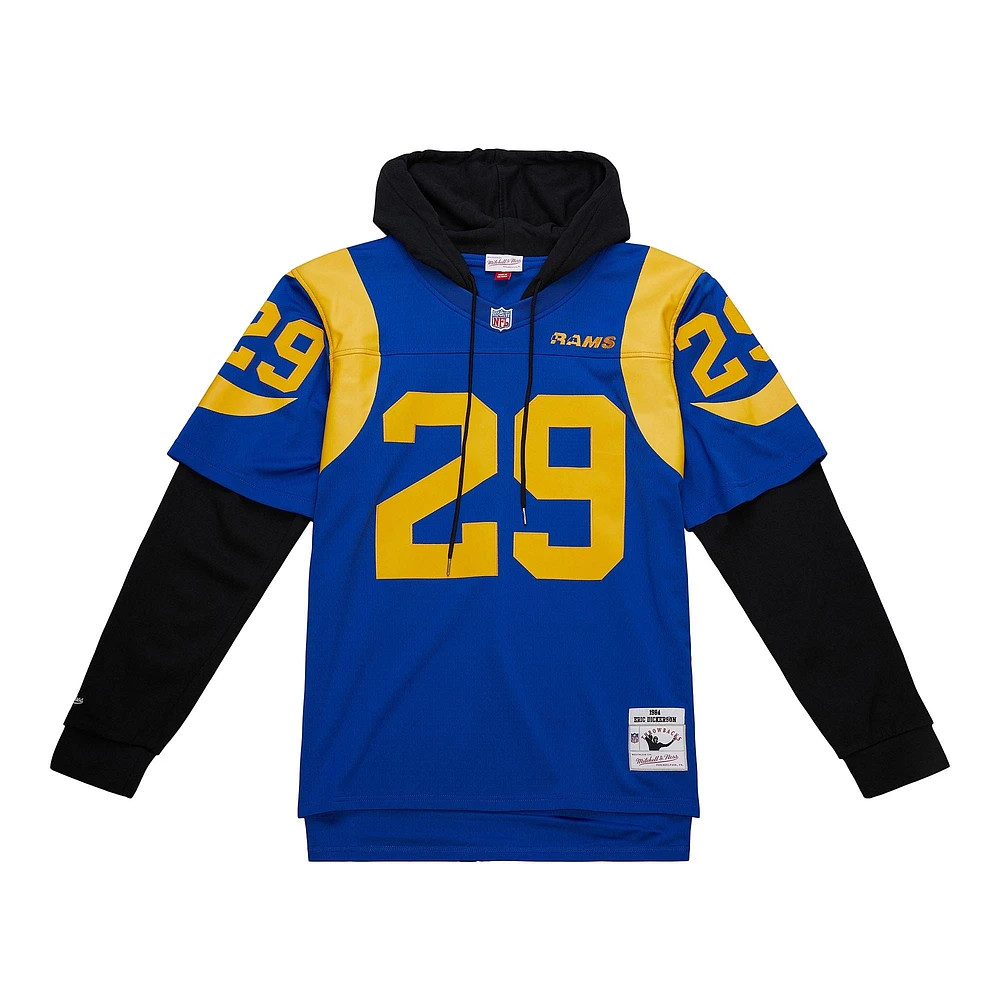 Sweat à capuche pour homme Mitchell & Ness Eric Dickerson Royal Los Angeles Rams Player Name Number Legacy Jersey