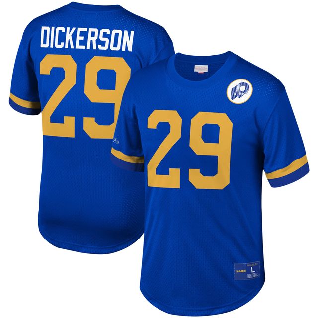 Haut à col rond en maille Mitchell & Ness Eric Dickerson Royal Los Angeles Rams pour hommes, nom et numéro du joueur retraité