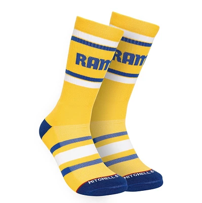 Chaussettes Mitchell & Ness Gold Los Angeles Rams Throwback Team Stripes Crew pour homme
