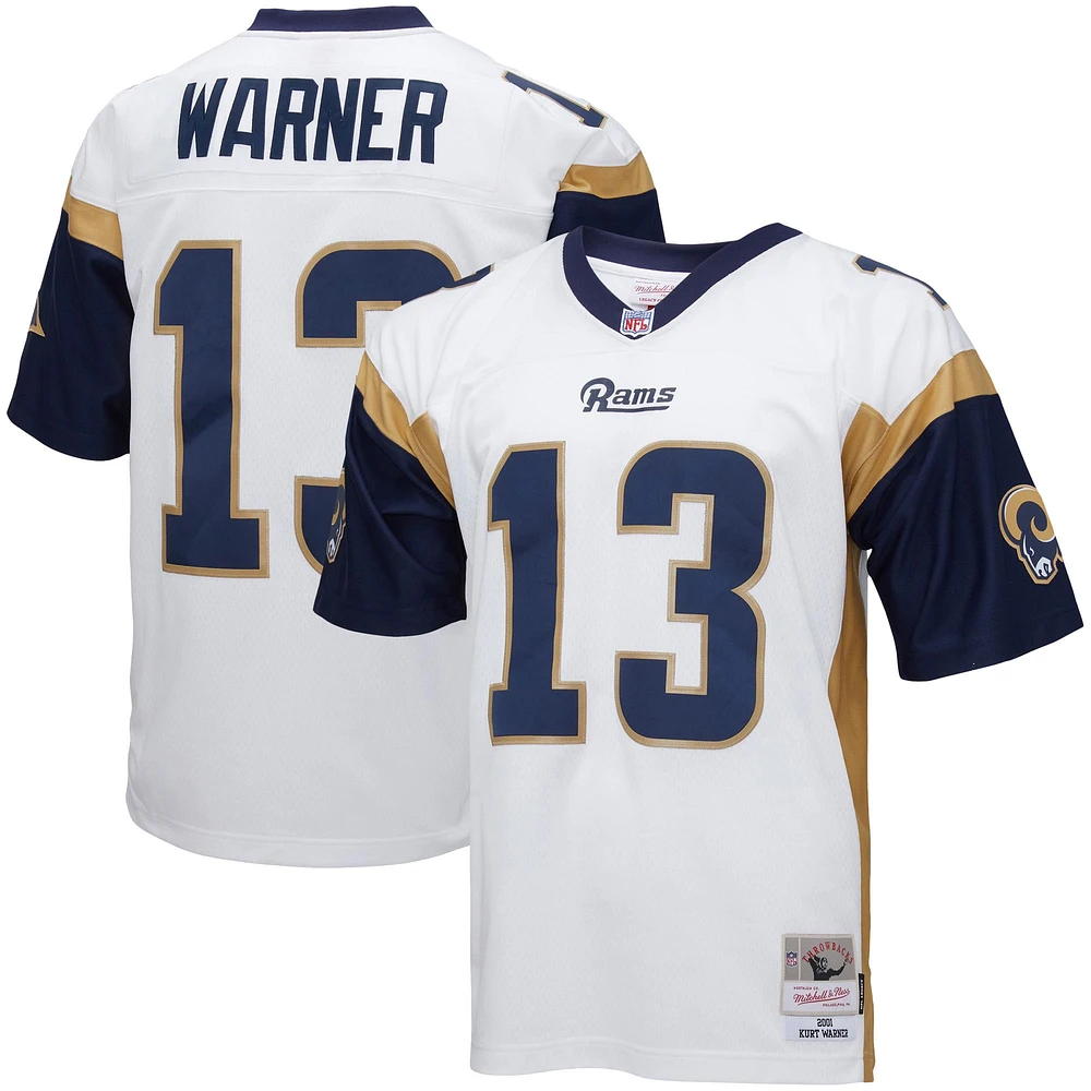 Maillot de réplique joueur retraité Mitchell & Ness Kurt Warner blanc Los Angeles Rams Big Tall 2001 pour hommes