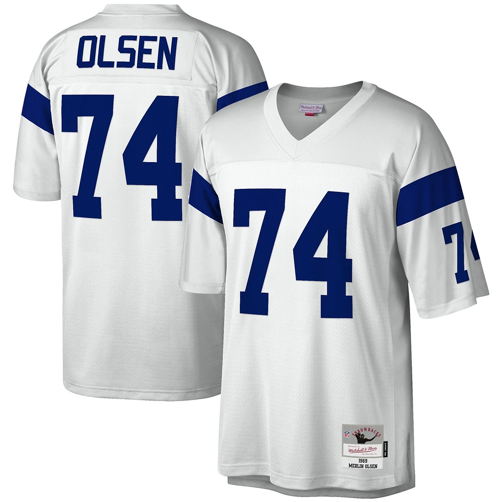 Maillot réplique Mitchell & Ness Merlin Olsen blanc Los Angeles Rams Legacy pour hommes