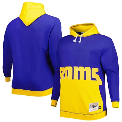 Chandail à capuchon Big & Tall Face des Rams de Los Angeles pour homme Mitchell Ness Royal/Gold