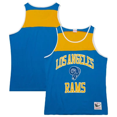Débardeur pour homme Mitchell & Ness Royal/Or Los Angeles Rams Gridiron Classics Heritage Colorblock