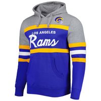 Men's Mitchell & Ness Royal/Heathered Gray Los Angeles Rams Head Coach Pullover Hoodie