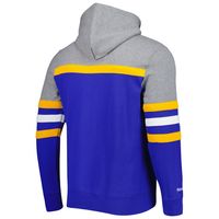 Men's Mitchell & Ness Royal/Heathered Gray Los Angeles Rams Head Coach Pullover Hoodie