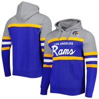 Men's Mitchell & Ness Royal/Heathered Gray Los Angeles Rams Head Coach Pullover Hoodie