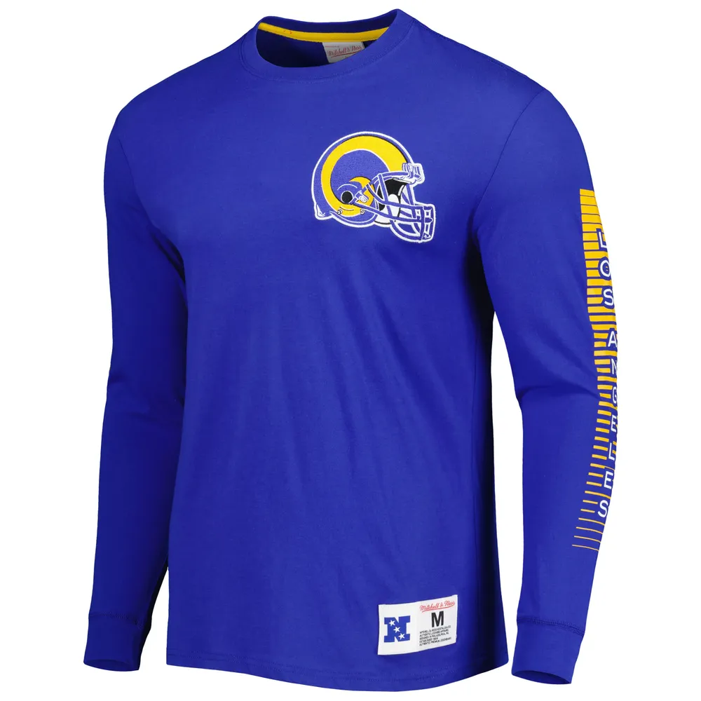 T-shirt à manches longues mode Royal Los Angeles Rams Mitchell & Ness pour homme