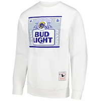 Men's Mitchell & Ness x Bud Light White Los Angeles Rams The Crest Pullover Sweatshirt