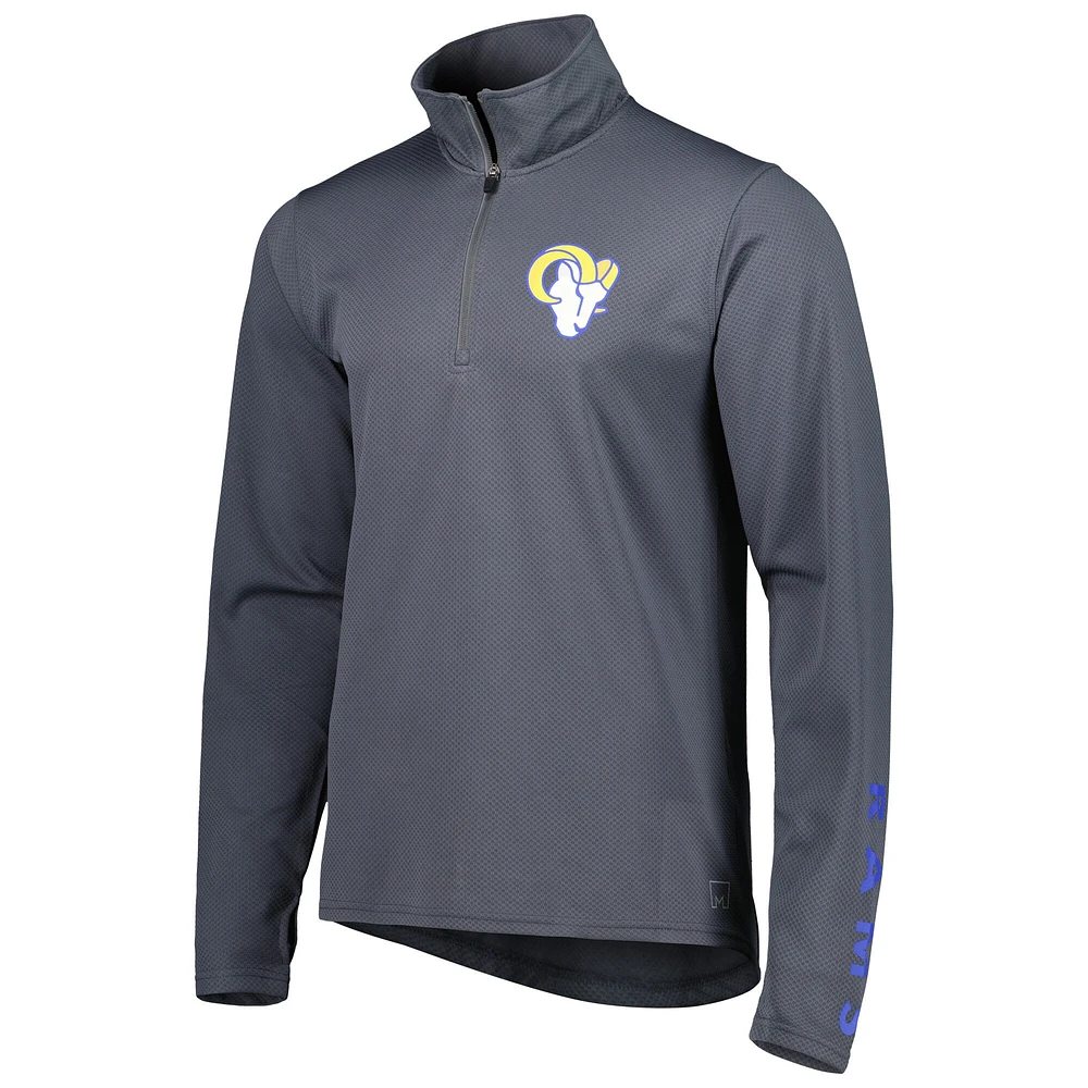 Men's MSX by Michael Strahan Charcoal Los Angeles Rams Half-Zip Pullover