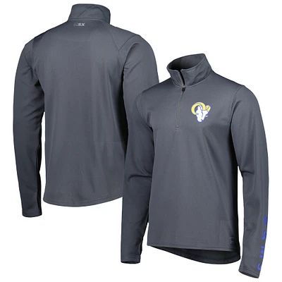 Men's MSX by Michael Strahan Charcoal Los Angeles Rams Half-Zip Pullover