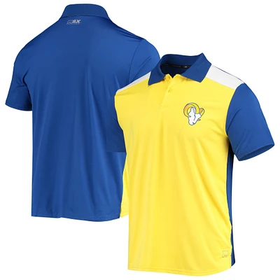 Men's MSX by Michael Strahan Gold/Royal Los Angeles Rams Challenge Color Block Performance Polo