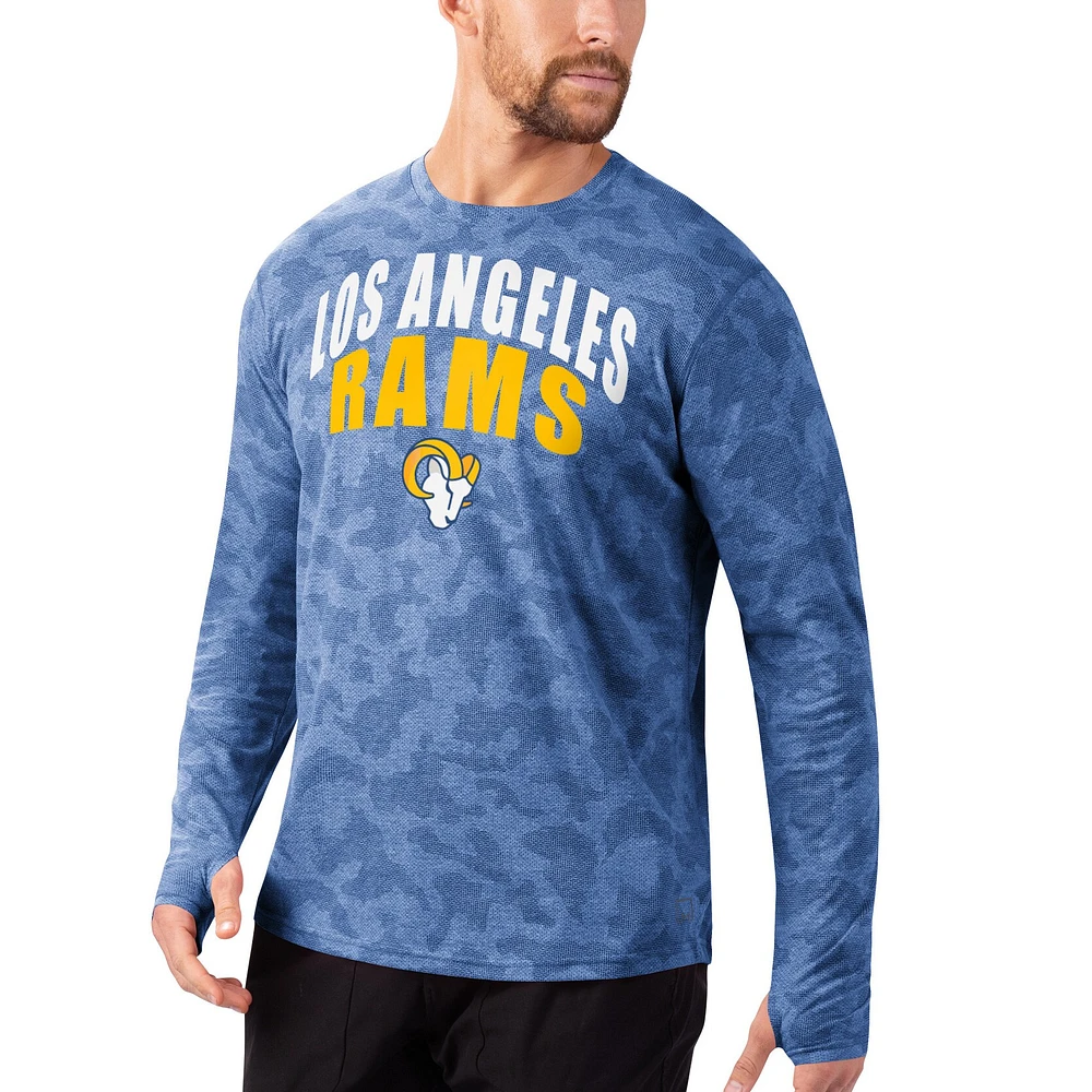 MSX by Michael Strahan Royal Los Angeles Rams Camo Performance T-shirt à manches longues pour homme