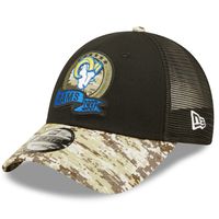 Men's New Era Black/Camo Los Angeles Rams 2022 Salute To Service - 9FORTY Snapback Hat