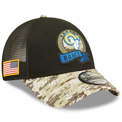 Casquette Los Angeles Rams 2022 Salute To Service New Era pour homme - Noir/camouflage - Casquette 9FORTY Snapback