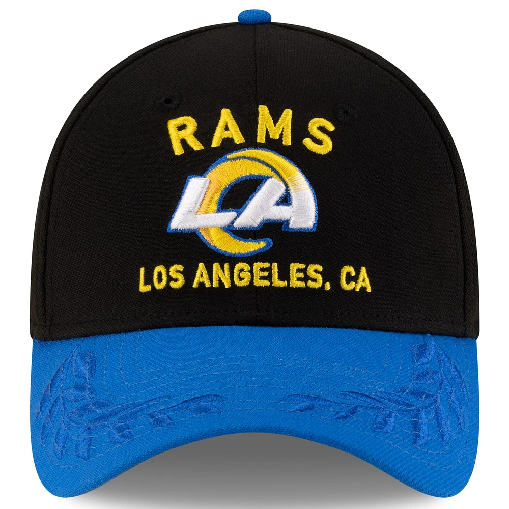 Casquette New Era 39THIRTY Flex noire/bleue pour homme, Los Angeles Rams, draft NFL 2025