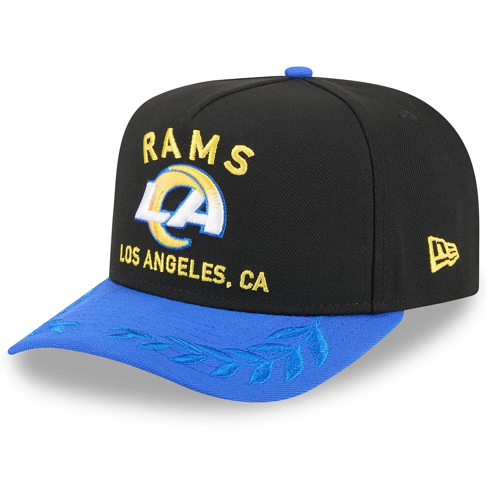 Casquette snapback New Era A-Frame 9FIFTY noire/bleu roi pour homme, Los Angeles Rams, draft NFL 2025