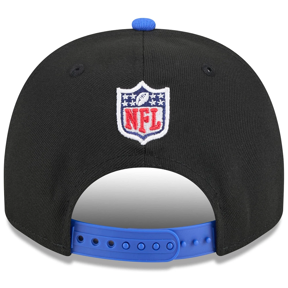 Casquette snapback New Era A-Frame 9FIFTY noire/bleu roi pour homme, Los Angeles Rams, draft NFL 2025