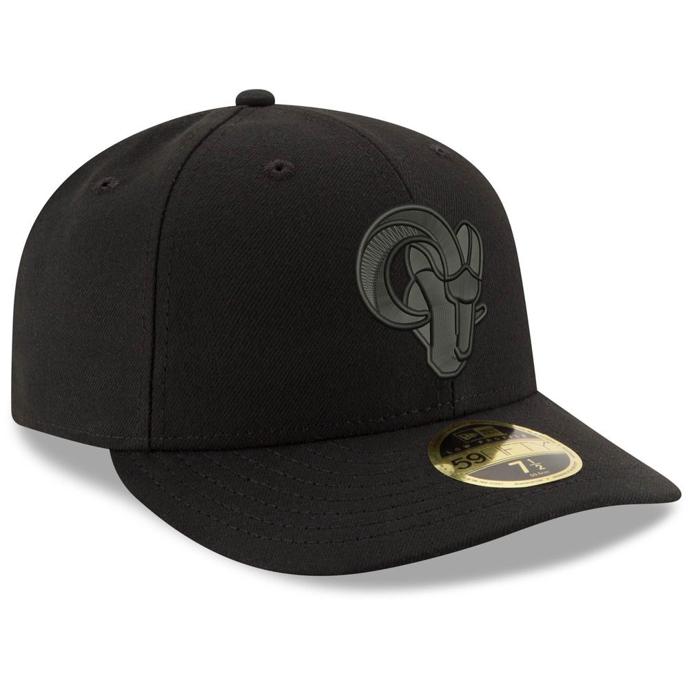 Men's New Era Black Los Angeles Rams Alternate Logo on Low Profile 59FIFTY II Fitted Hat