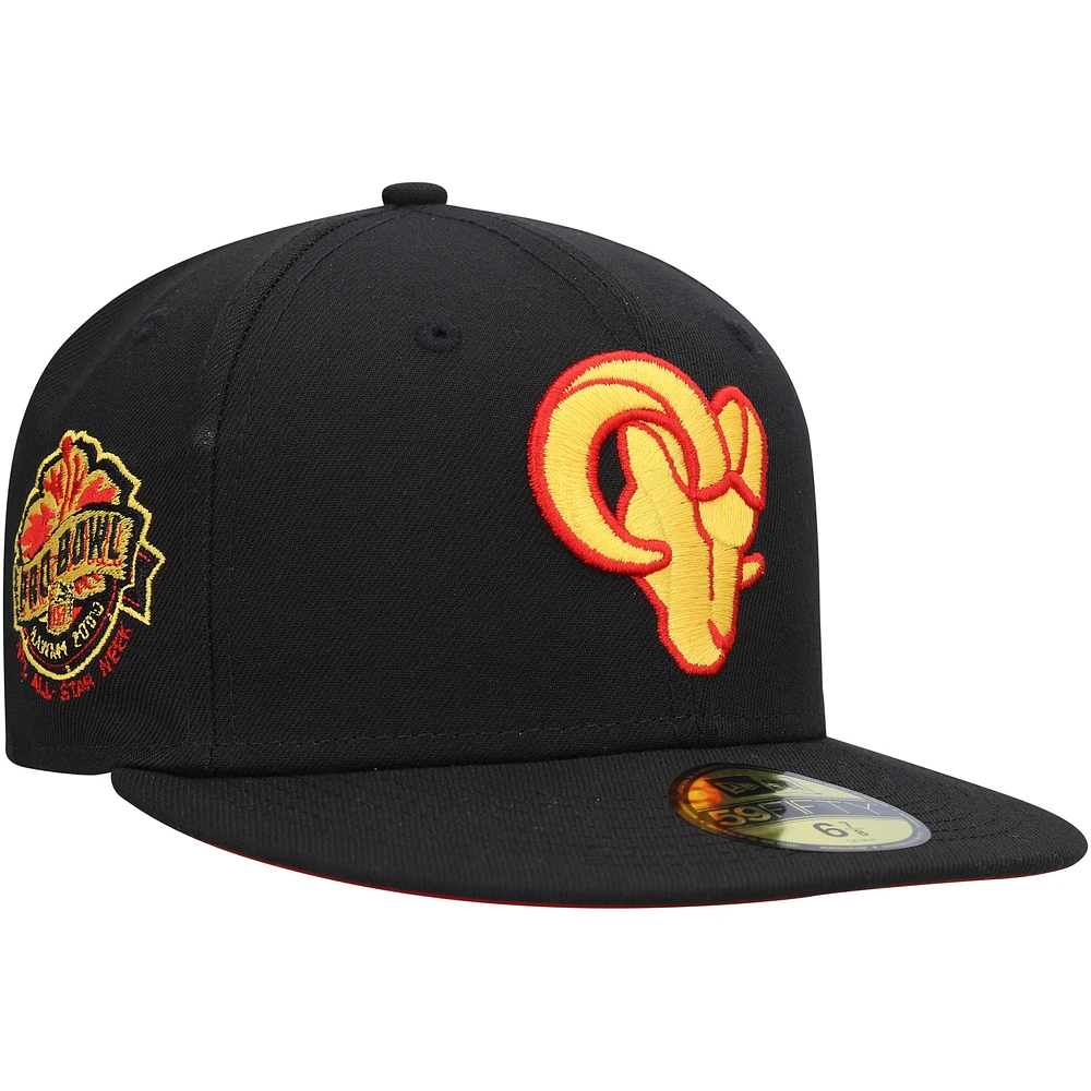 Casquette ajustée Cobra Kai 59FIFTY Los Angeles Rams New Era noire pour homme