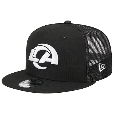 Men's New Era Black Los Angeles Rams Main Trucker 9FIFTY Snapback Hat Main Trucker 9FIFTY Snapback Hat