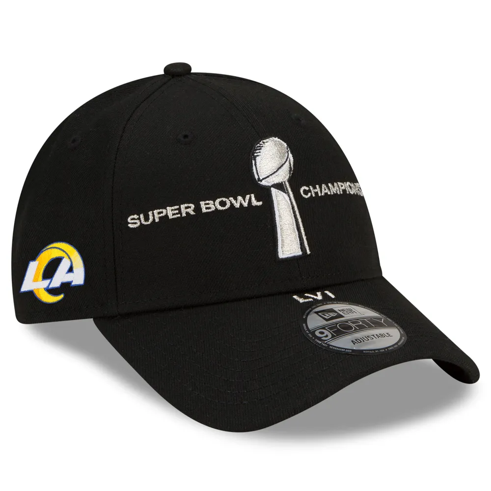 Men's New Era Black Los Angeles Rams Super Bowl LVI Champions Parade 9FORTY Snapback Adjustable Hat