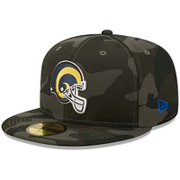 Casquette ajustée 59FIFTY Los Angeles Rams Throwback Logo Camo New Era noire pour homme