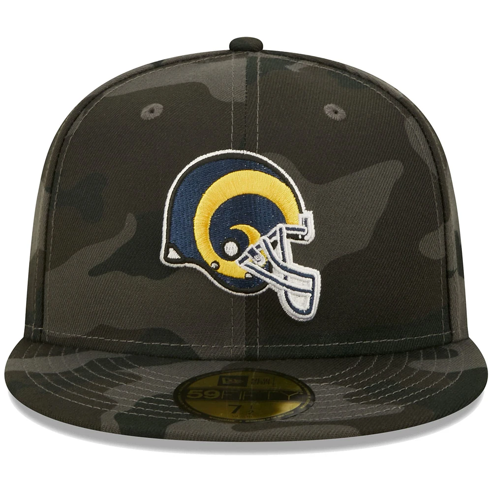 Men's New Era Black Los Angeles Rams Throwback Logo Camo 59FIFTY Fitted Hat