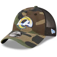 Men's New Era Camo/Black Los Angeles Rams Basic 9TWENTY Trucker Snapback Hat