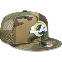 Men's New Era Camo/Olive Los Angeles Rams Trucker 9FIFTY - Snapback Hat